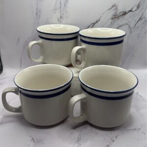 Elegance‎ II Collection Mariner Blue Stoneware Coffee Mug Set Of 4 Chunky Sturdy